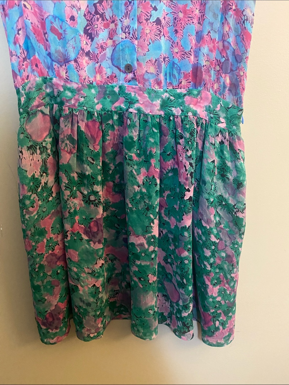 Gryphon Sleeveless Collared Mini Dress - Pink, Green & Blue Floral - Picture 5 of 10